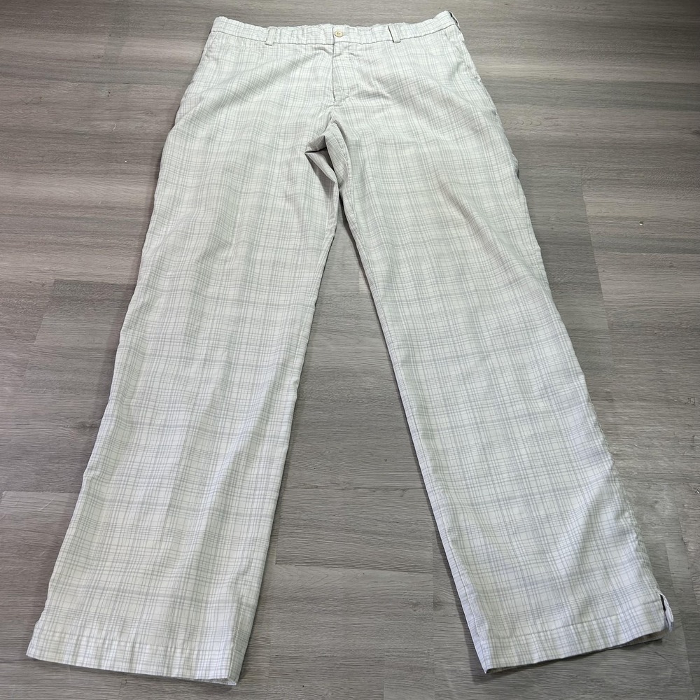 Nike Golf‎ Pants Mens 36x34 White Plaid Stretch Woven Golf Khakis 398616-100